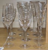 A collection of glasses, Jasper Couran signature glasses, Waterford, Stuart and Edinburgh (11)