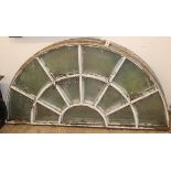 A set of six metal framed fan lights W.155cm