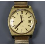 A gentleman's 1970's stainless steel and gold plated Omega manual wind wrist watch, movement c.