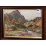 Harry Sticks (1867-1938), Highland landscape with stream, signed, watercolour