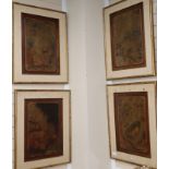 A set of four 19th century chinoiserie lacquer panels