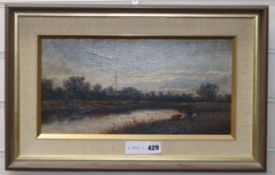 William Pitt (1855-1918), oil on canvas, The Severn above the lower loud, Tewkesbury, signed,