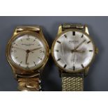A gentleman's mid 20th century steel and gold plated Baume & Mercier manual wind wrist watch and a
