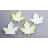 Four Royal Worcester leaf shaped pickle dishes