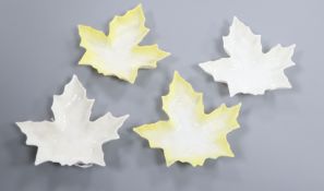 Four Royal Worcester leaf shaped pickle dishes