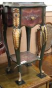 A Louis XV style gilt metal mounted floral painted bedside table W.39cm