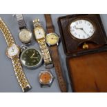 Five assorted gentleman's wrist watches including retailed by Garrard, an Elgin military pocket