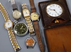 Five assorted gentleman's wrist watches including retailed by Garrard, an Elgin military pocket