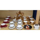 Four Austrian porcelain cups and saucers, a gilt coffee service, an Italian saucer dish and