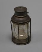 A late Victorian novelty silver mounted glass miniature ships' lamp, Deakin & Francis, Birmingham,