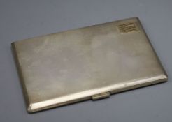 A 1950's engine turned silver cigarette case, 12.8cm.