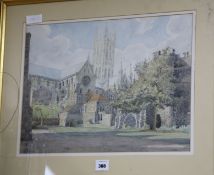 John Doyle, watercolour, View of a cathedral, signed, 40 x 51cm