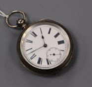A late Victorian silver open face pocket watch, retailed by Kendal & Dent.