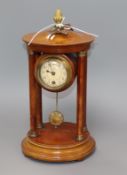 A four pillar mahogany portico mantel clock H.32cm