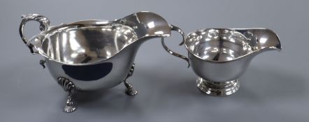 Two early 20th century silver sauceboats.