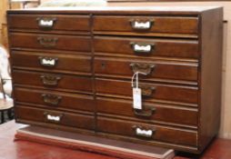 An Edwardian oak filing cabinet W.77cm