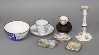 A quantity of Oriental enamel wares