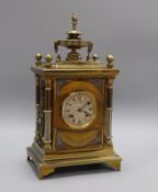 A 19th century gilt brass and silvered metal mantel clock, J W Benson, London, having white Roman