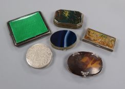 A guilloche enamel and 900 cigarette case, by Kuppenheim, a silver box with lacquered painted top