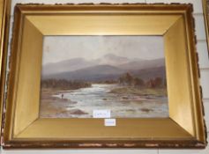 Edward Arden, watercolour, Angler in a Highland landscape, signed, 27 x 38cm