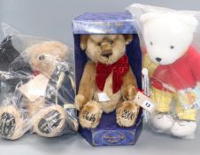 A Rupert bear, a Millennium bear, open box with certificate, and a Lord Nelson bear 1805-2005,