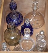 A collection of glass decanters