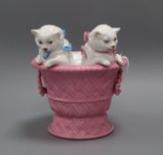 A Continental porcelain 'kittens' vase height 19cm