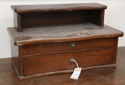 A small Chinese two drawer vanity box / cabinet W.53cm