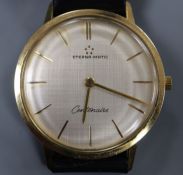 A gentleman's gold plated Eterna Matic Centenaire manual wind wrist watch, on later associated