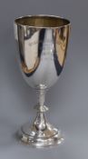 A George V silver trophy cup, with Brighton College inscription, Birmingham, 1911, 21cm, 7 oz.