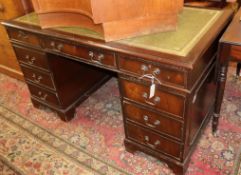 A mahogany pedestal desk W.137cm