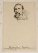 After Van Dyck, etching, Franciscus Snyders, laid on card, 25.5 x 16cm., unframed