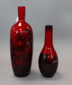 Two Doulton flambe vases