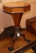 A Victorian walnut octagonal topped work table W.41cm