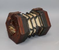 An A C. Wheatstone rosewood 48 key concertina, no case