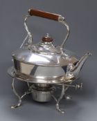 A George V silver tea kettle on stand with plated burner, Horace Woodward & Co Ltd, London, 1911,