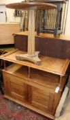 A Victorian pitch pine buffet and a pedestal table W.99cm and 60cm