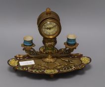 A French ormolu and champleve enamel desk stand height 22cm