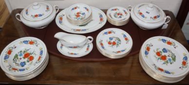 An Aynsley 'Famille Rose' pattern part dinner service (setting for eight)