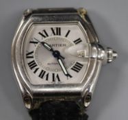 A gentleman's stainless steel Cartier Roadster automatic wrist watch, case back numbered 364490CD