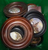 A collection of fifteen pot lids