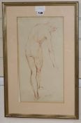 William Dring, sanguine chalk, Nude study, signed in pencil and dated '25, 43 x 24cm