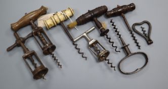 A group of assorted antique corkscrews
