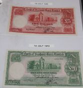 An album of Scottish and England Banknotes including, White £5 note 16th Jan 1943, North of Scotland