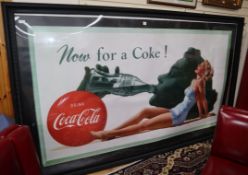 A "Now For A Coke" large Coca Cola advertising print 268 x 156cm