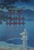 Kawase Hasui, (1883-1957), woodblock print, 'A beautiful starry night at Miyajima in the inland