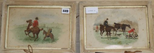 Two late 19th century English ink and watercolour hunting scenes, 'Friendly' and 'Killed in the