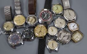 A small group of assorted gentleman's wrist watches including Garrard, Roamer and Tissot.