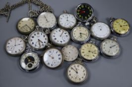 A quantity of assorted metal pocket watches including Cortebert military.