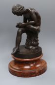 After the Antique. A bronze figure of the Boy with Thorn height 26cmThe original is in the Palazzo